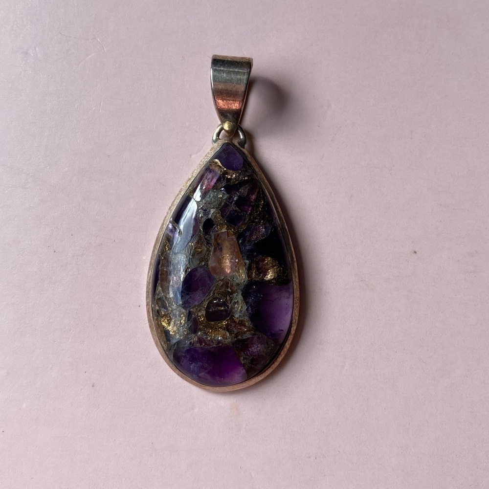 Amethyst Teardrop Pendant 925 Silver